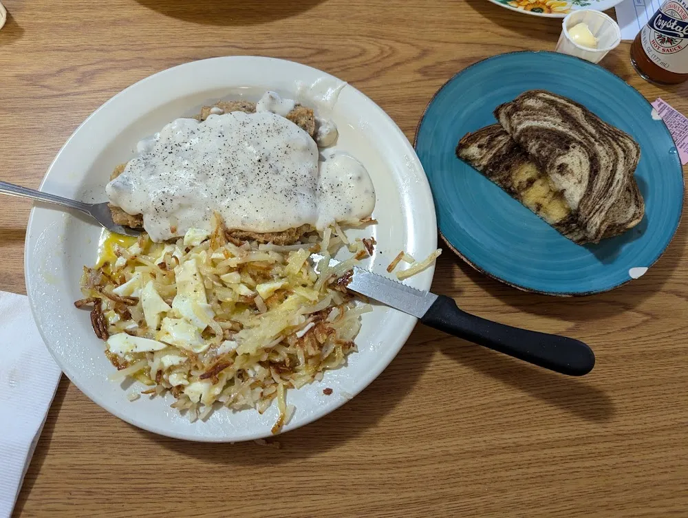 Country Fried Steak 2 Eggs and Hash Browns